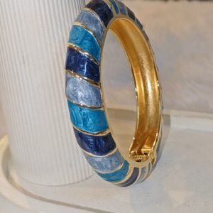 MARBLED WAVES ENAMEL BANGLE ? OCEAN BLUE HUES