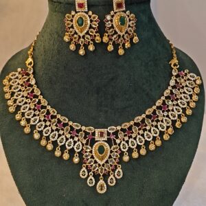 VAMIKA ROYAL EMERALD & RUBY BRIDAL NECKLACE SET