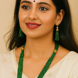 ELEGANT GREEN & GOLD MULTI-LAYER BEADED MALA