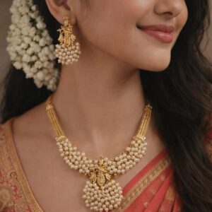 KRISHNA PEARL NECKLACE WITH JHUMKAS