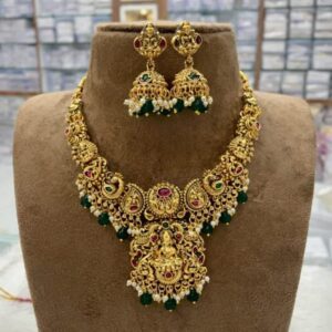 ANTIQUE TEMPLE NECKLACE SET WITH GODDESS LAKSHMI MOTIF 2.0