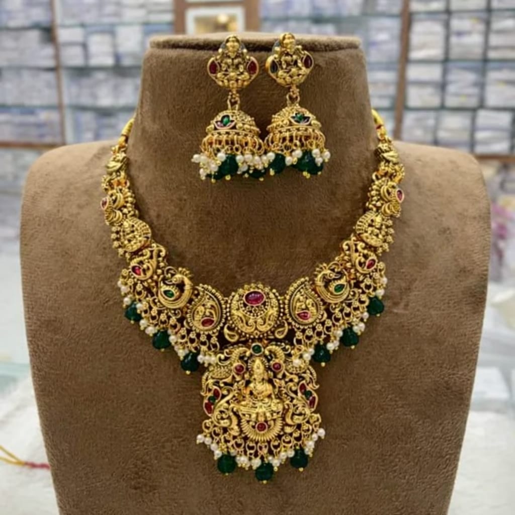 ANTIQUE TEMPLE NECKLACE SET WITH GODDESS LAKSHMI MOTIF 2.0
