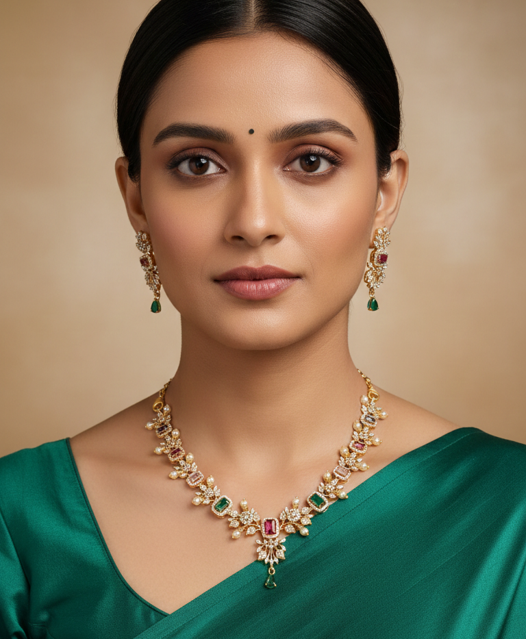 SUHANI ROYAL MULTI COLORED FLORAL NECKLACE SET