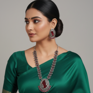 PIYALI NECKLACE LONG HARAM - MAROON