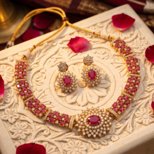 REVATHI KEMP STONE STYLE NECKLACE - RUBY PINK