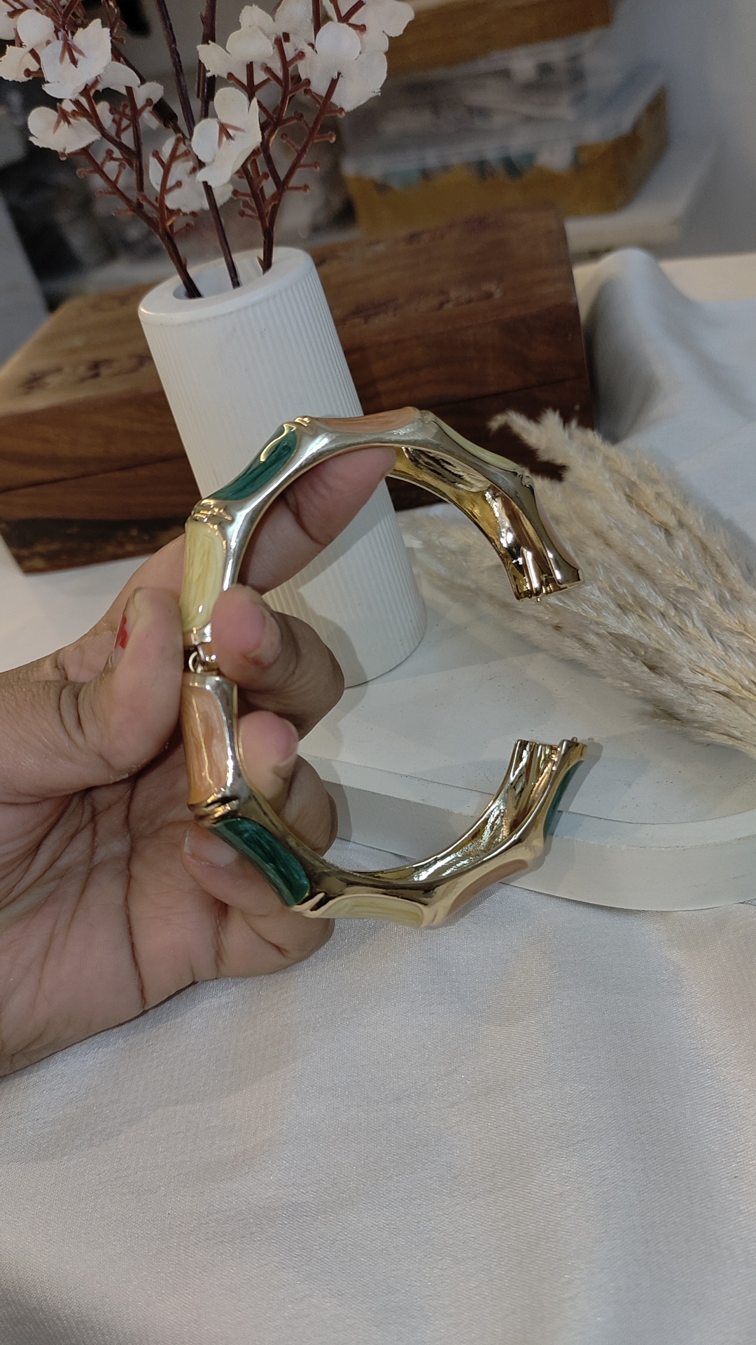 GOLDEN BRASS PREMIUM & ELEGANT ( ANTI TARNISH ) KADA FOR WOMEN - Image 5