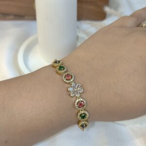 GOLDEN BRASS PREMIUM & ELEGANT ( AD DIAMONDS ) BRACELET FOR WOMEN