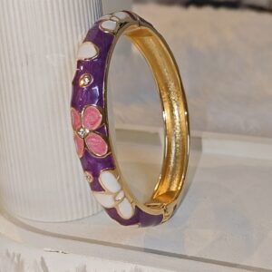 FLORAL PASTEL GOLD-PLATED BANGLE – PURPLE & PINK 🌸✨