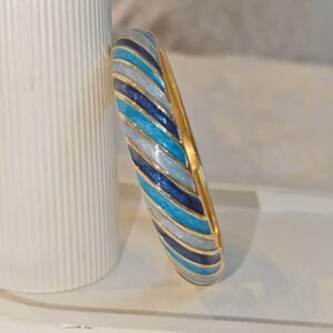 OCEAN WAVES ENAMEL BANGLE – BLUE GRADIENT WITH GOLD ACCENTS