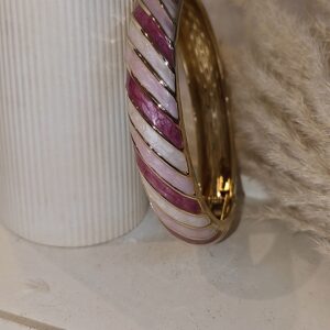 ENAMEL GOLD-PLATED BANGLE - PINK & WHITE