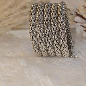 OXIDIZED SILVER MESH KADA BRACELET