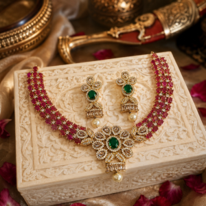 ADVIKA - RUBY KEMP STONE CHOKER NECKLACE SET
