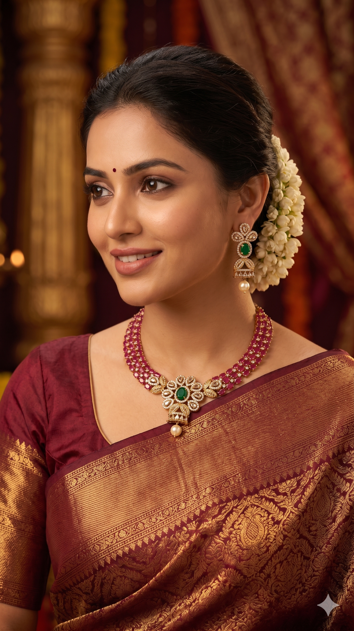 ADVIKA - RUBY KEMP STONE CHOKER NECKLACE SET - Image 2