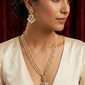 CHANDRIKA - KUNDAN PEARL NECKLACE SET WITH EARRINGS