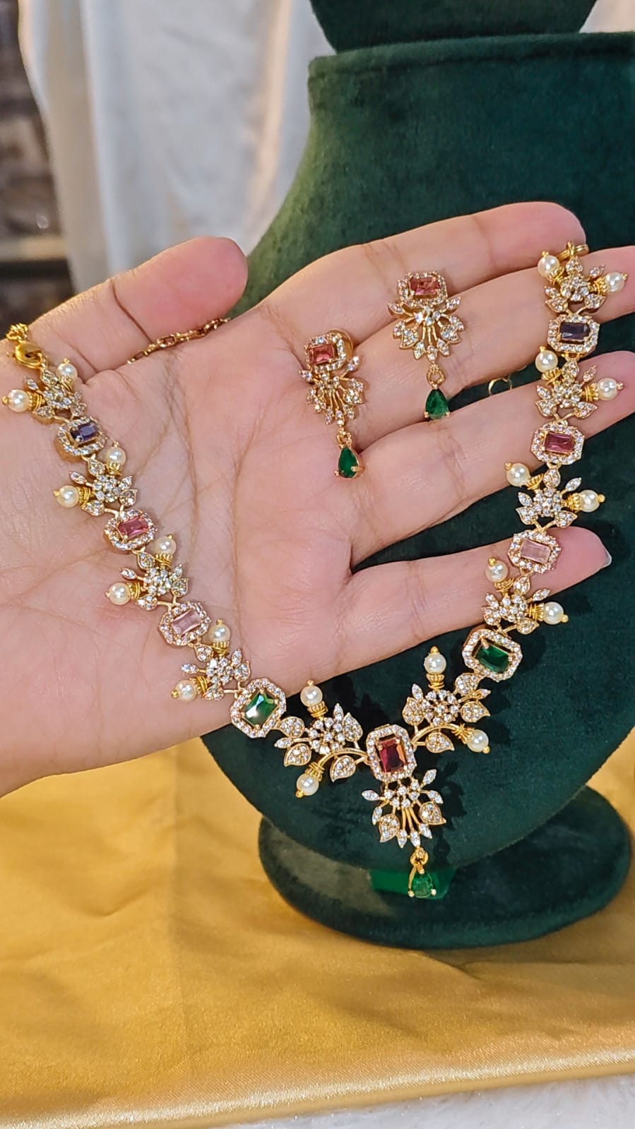 SUHANI ROYAL MULTI COLORED FLORAL NECKLACE SET - Image 3