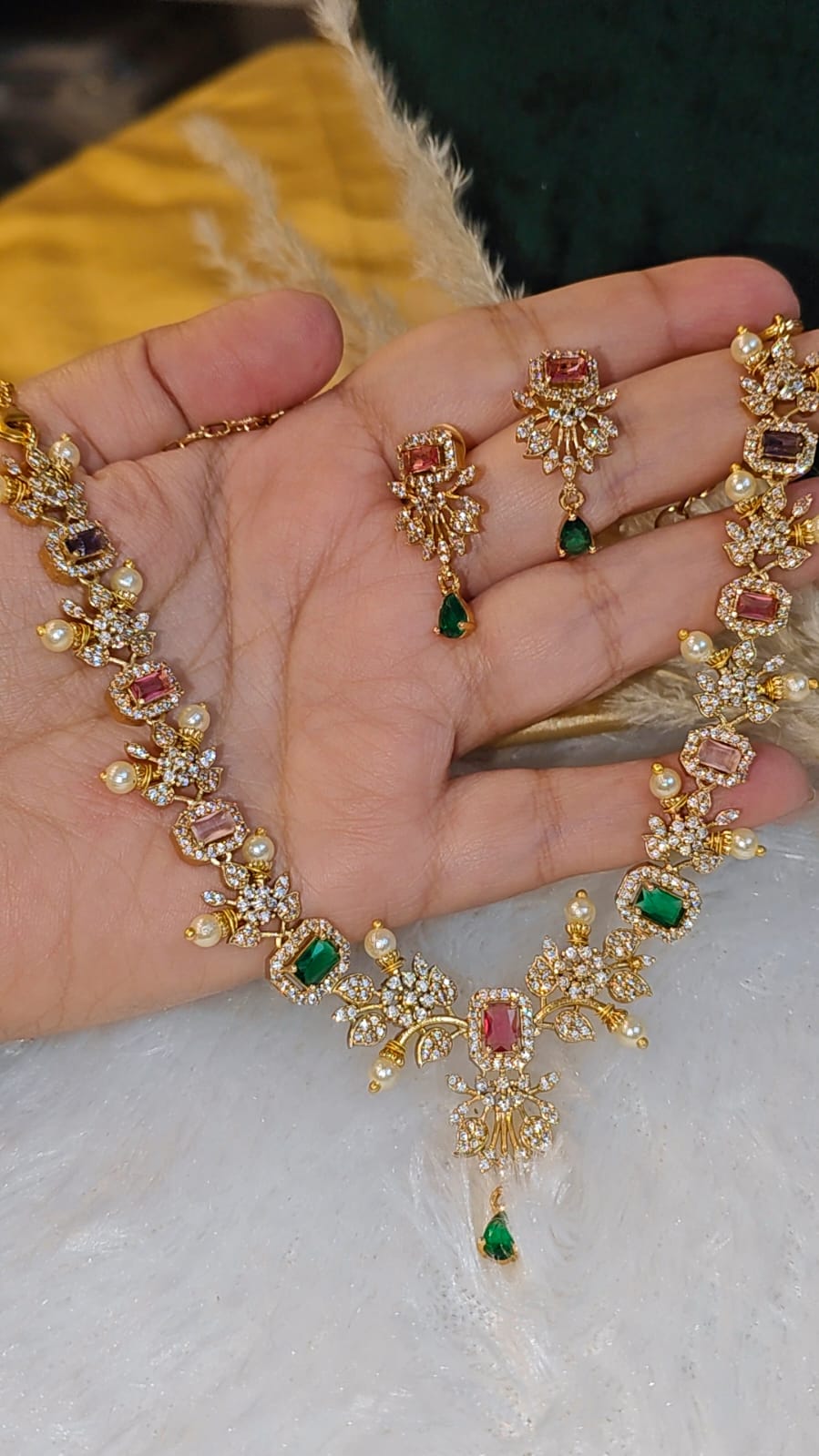 SUHANI ROYAL MULTI COLORED FLORAL NECKLACE SET - Image 4