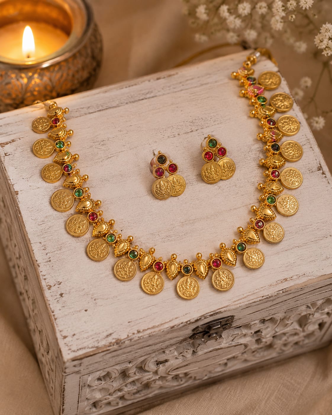 MAAHI CLASSIC TEMPLE NECKLACE SET WITH DORI 2.0 - Image 3